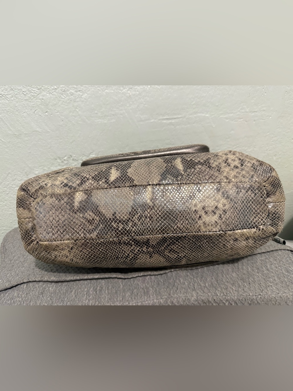 Coach Campbell Snakeskin Embossed Leather Larger Satchel with Top Handles - Picture 12 of 16